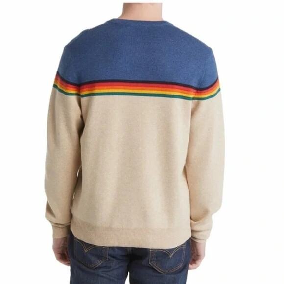 Marine Layer Archive Breck Sweater Stripe Colorblock Pullover Blue Natural NWT L - Picture 4 of 9